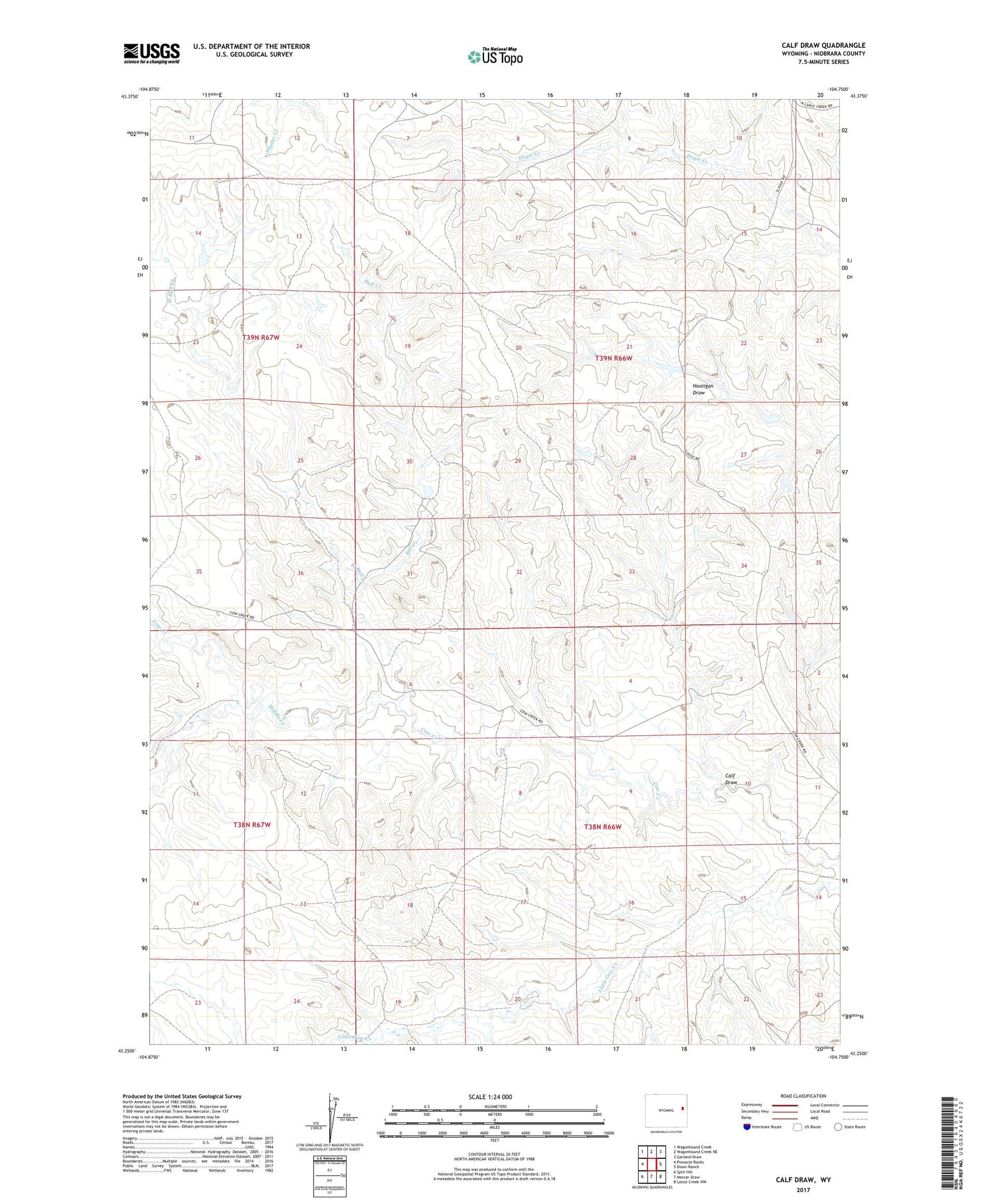 Calf Draw Wyoming US Topo Map Image
