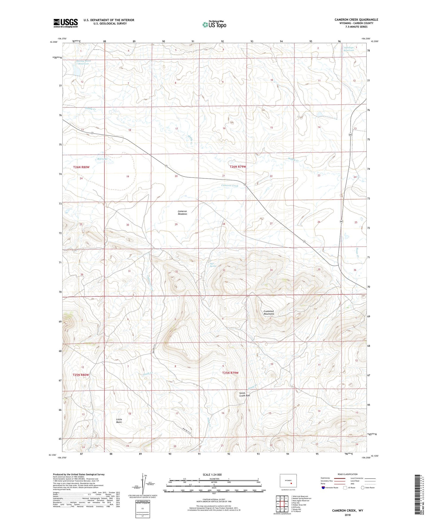 Cameron Creek Wyoming US Topo Map Image