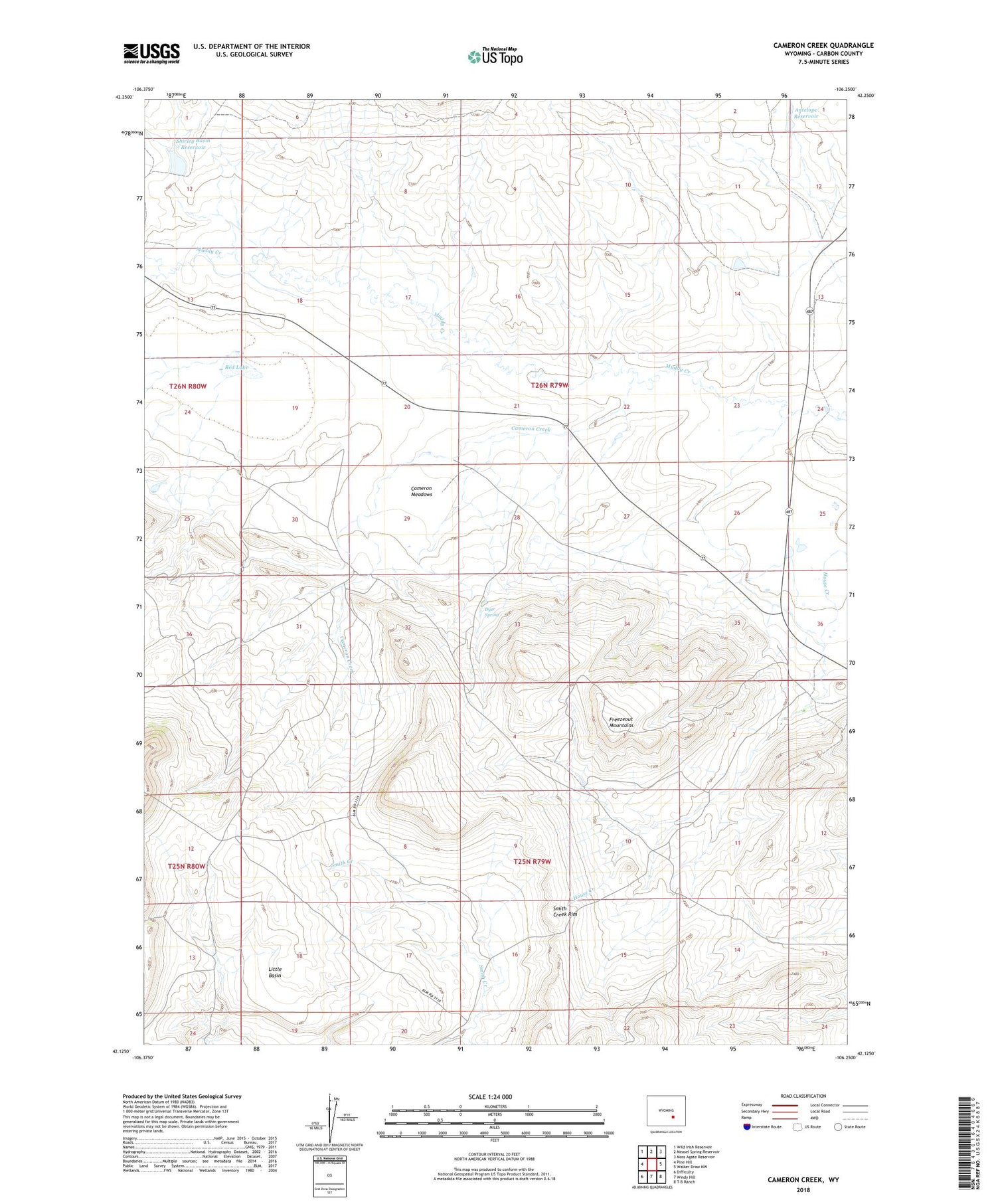 Cameron Creek Wyoming US Topo Map Image