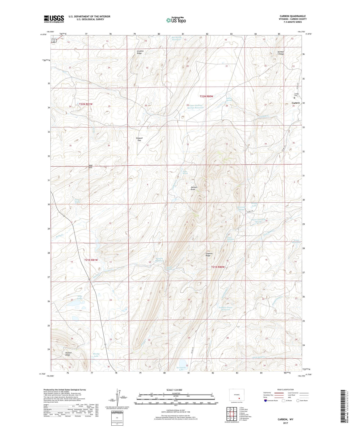 Carbon Wyoming US Topo Map Image