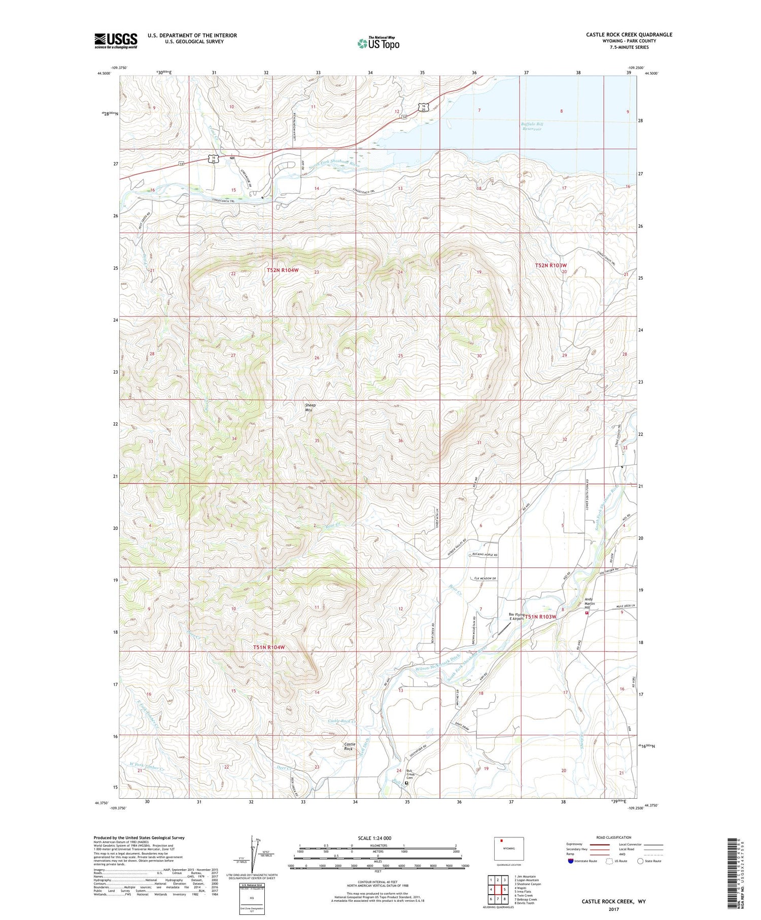 Castle Rock Creek Wyoming US Topo Map Image