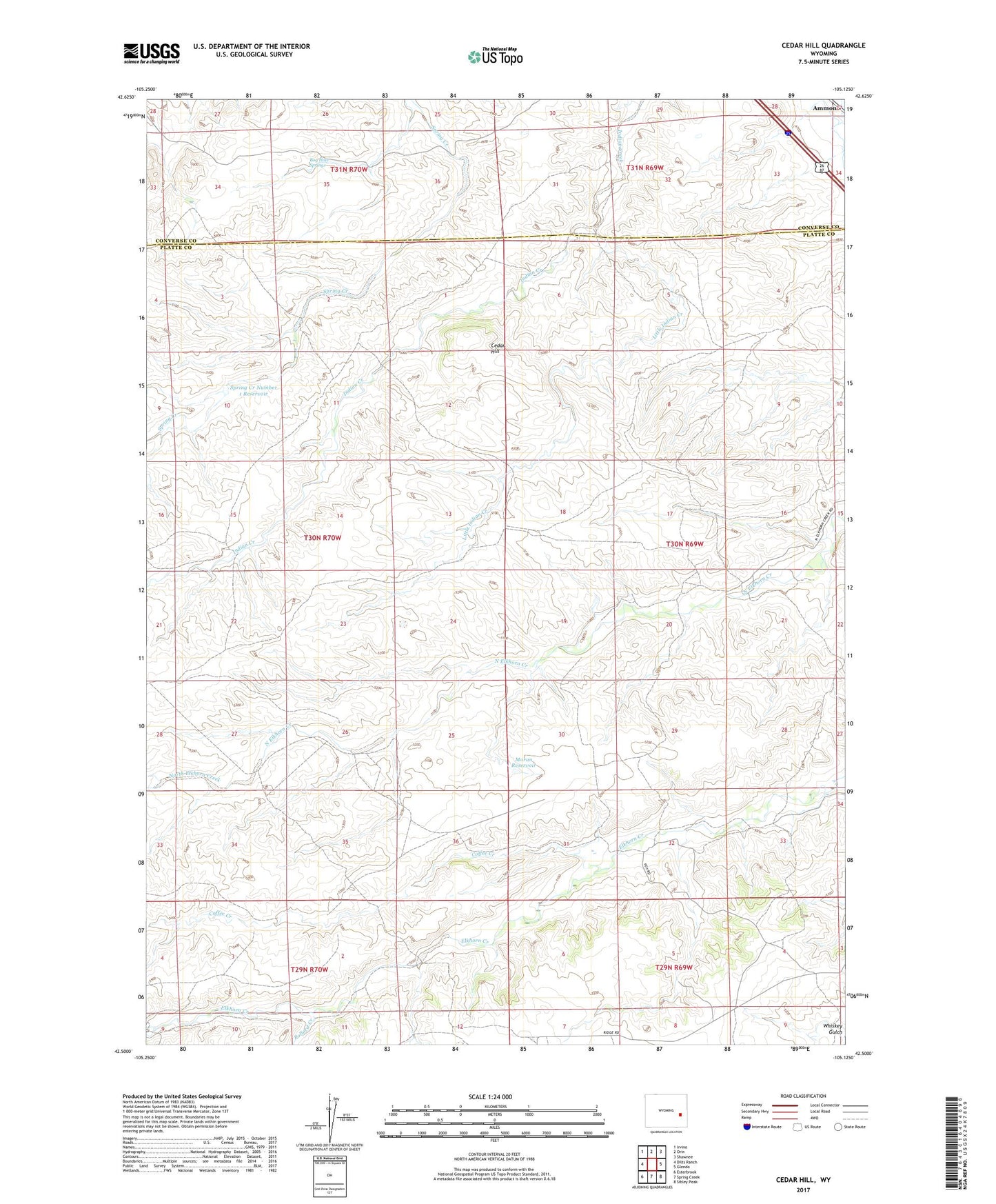 Cedar Hill Wyoming US Topo Map Image