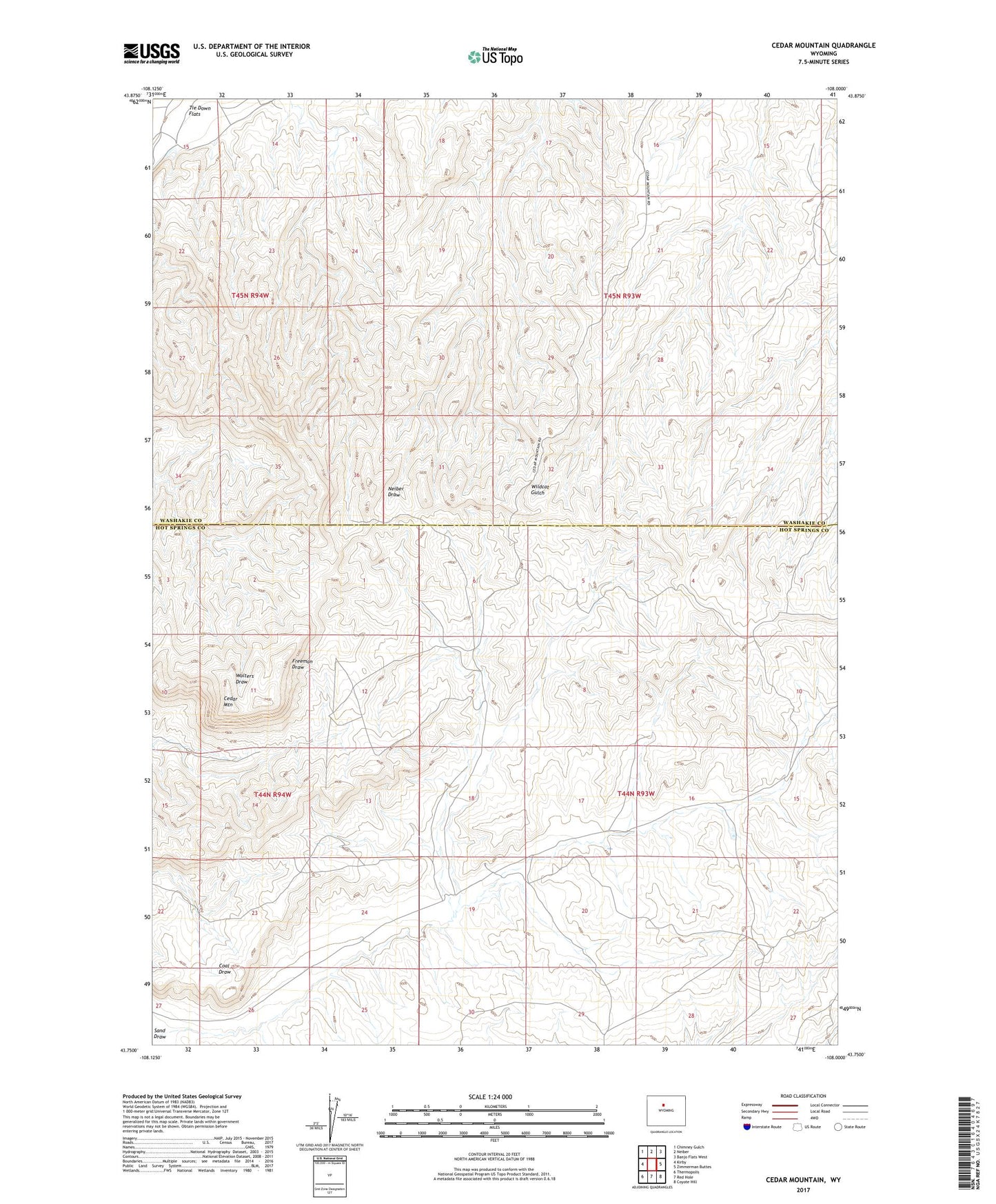 Cedar Mountain Wyoming US Topo Map Image