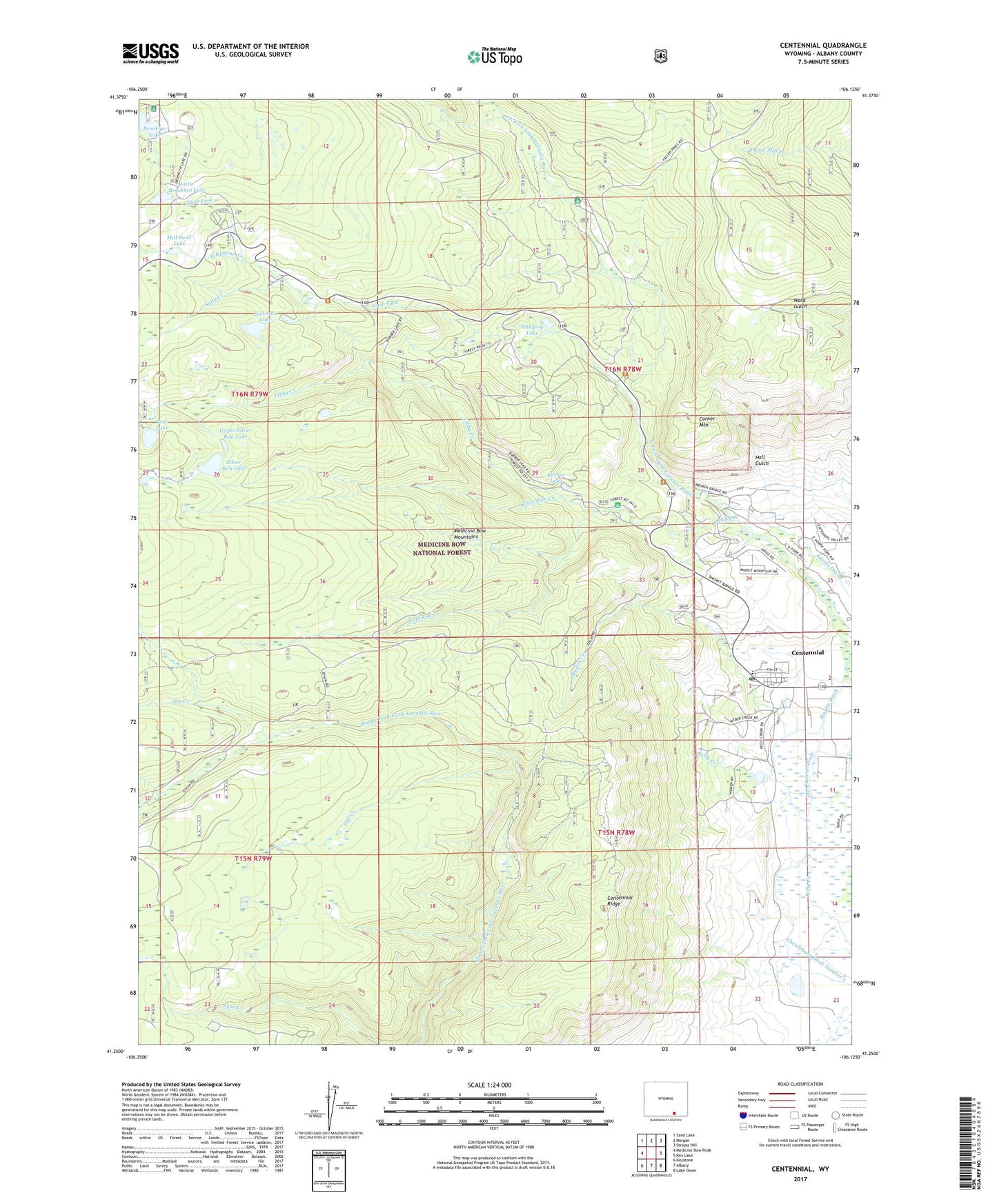 Centennial Wyoming US Topo Map Image