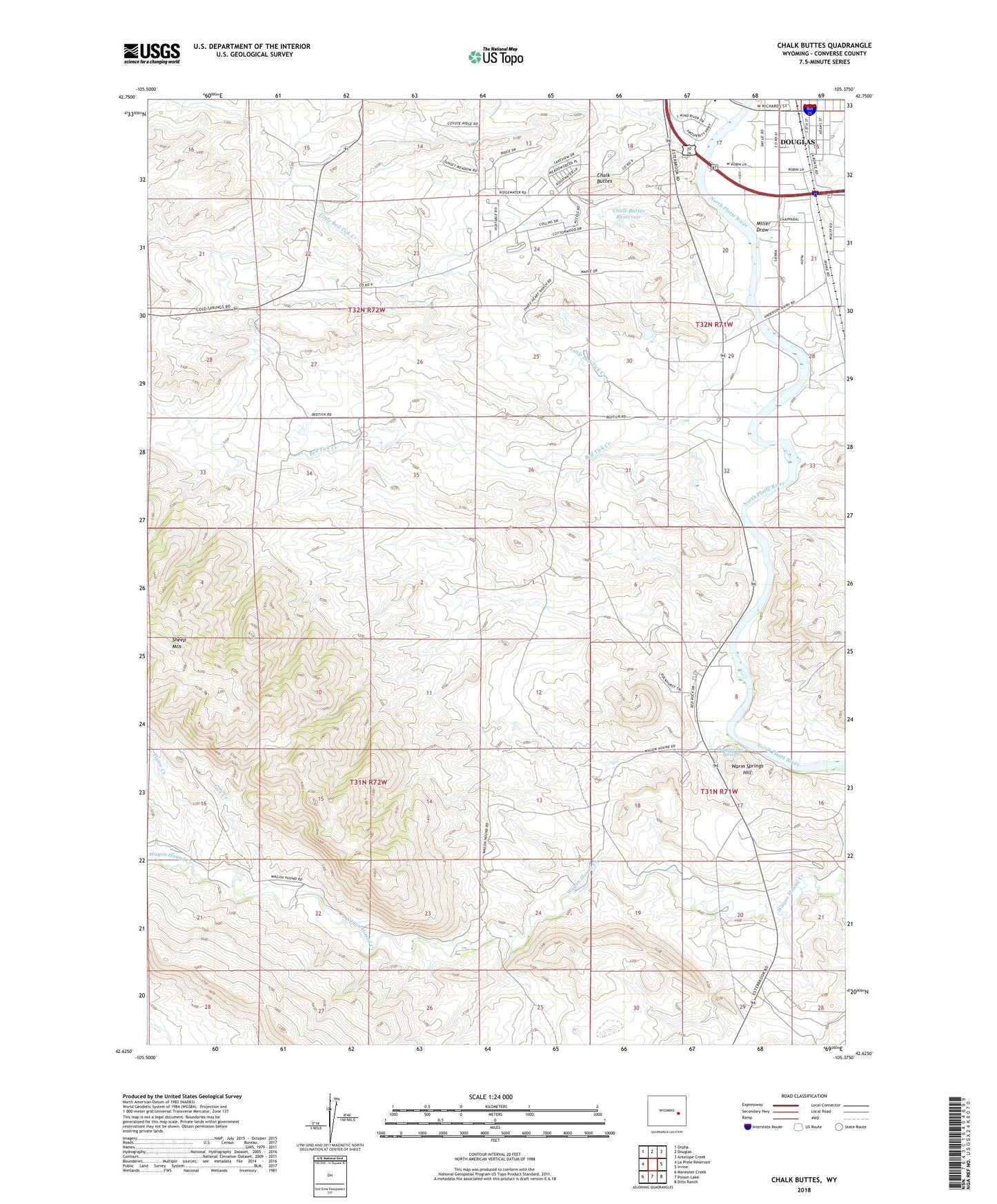 Chalk Buttes Wyoming US Topo Map Image