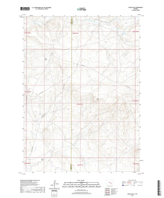 Chalk Hills Wyoming US Topo Map Image