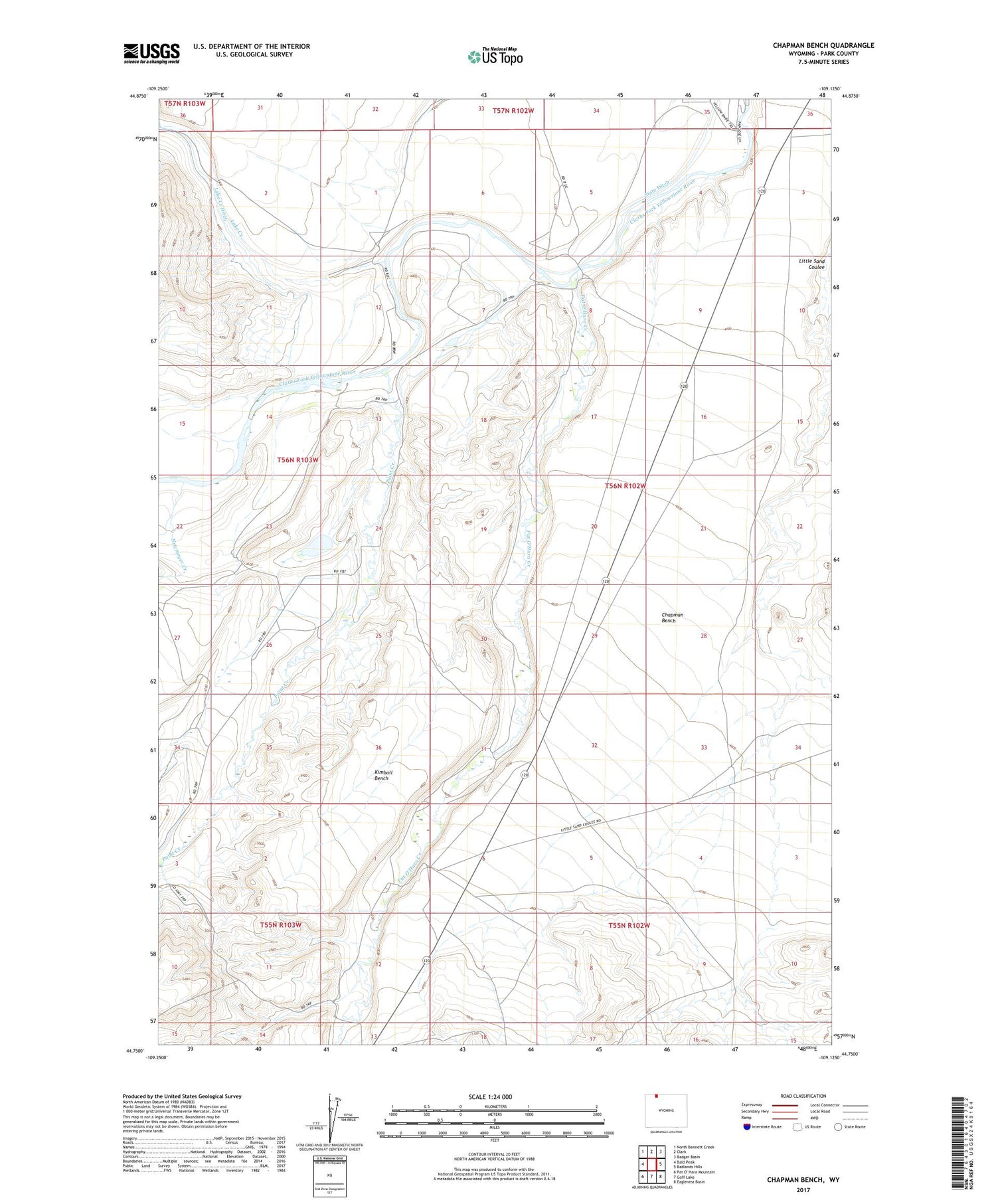 Chapman Bench Wyoming US Topo Map Image