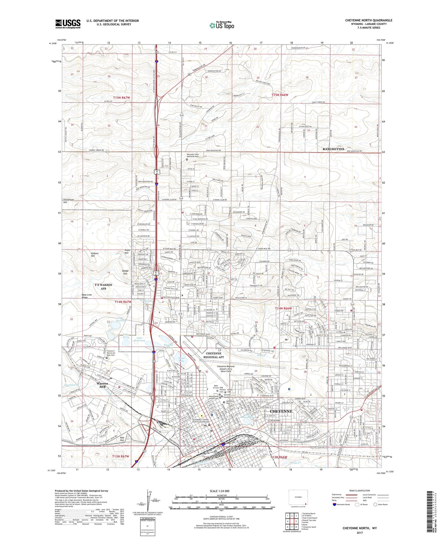 Cheyenne North Wyoming US Topo Map Image