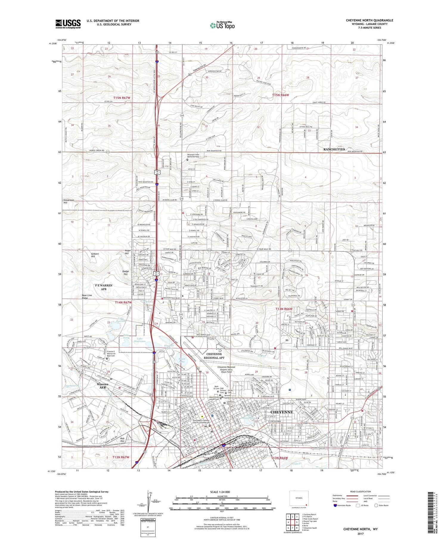 Cheyenne North Wyoming US Topo Map Image