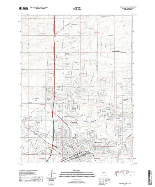 Cheyenne North Wyoming US Topo Map Image