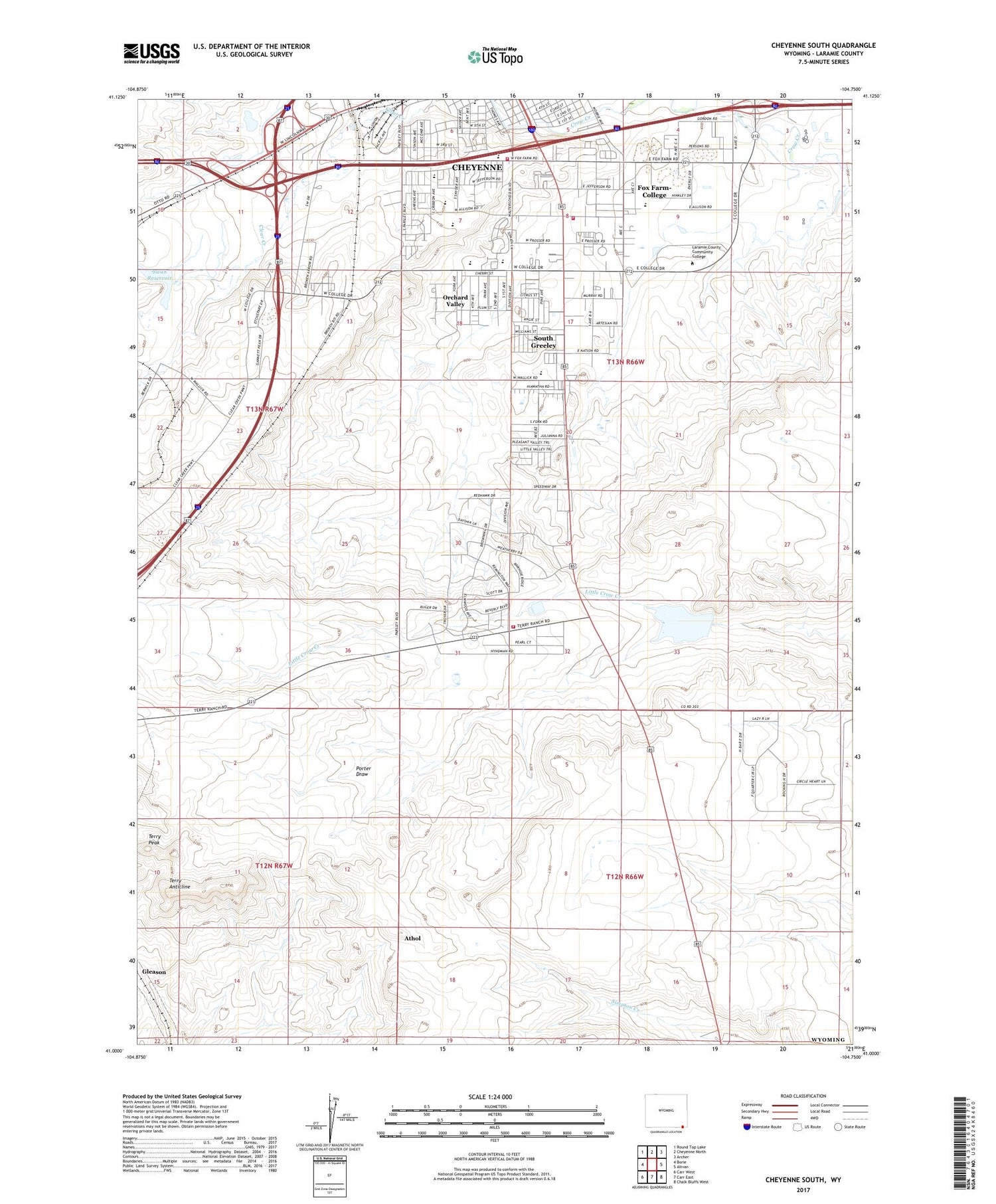 Cheyenne South Wyoming US Topo Map Image