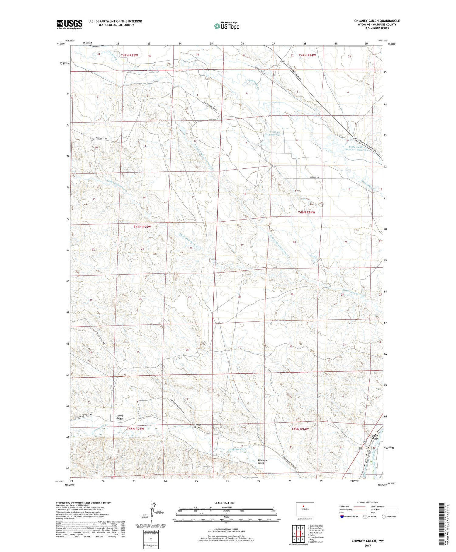 Chimney Gulch Wyoming US Topo Map Image