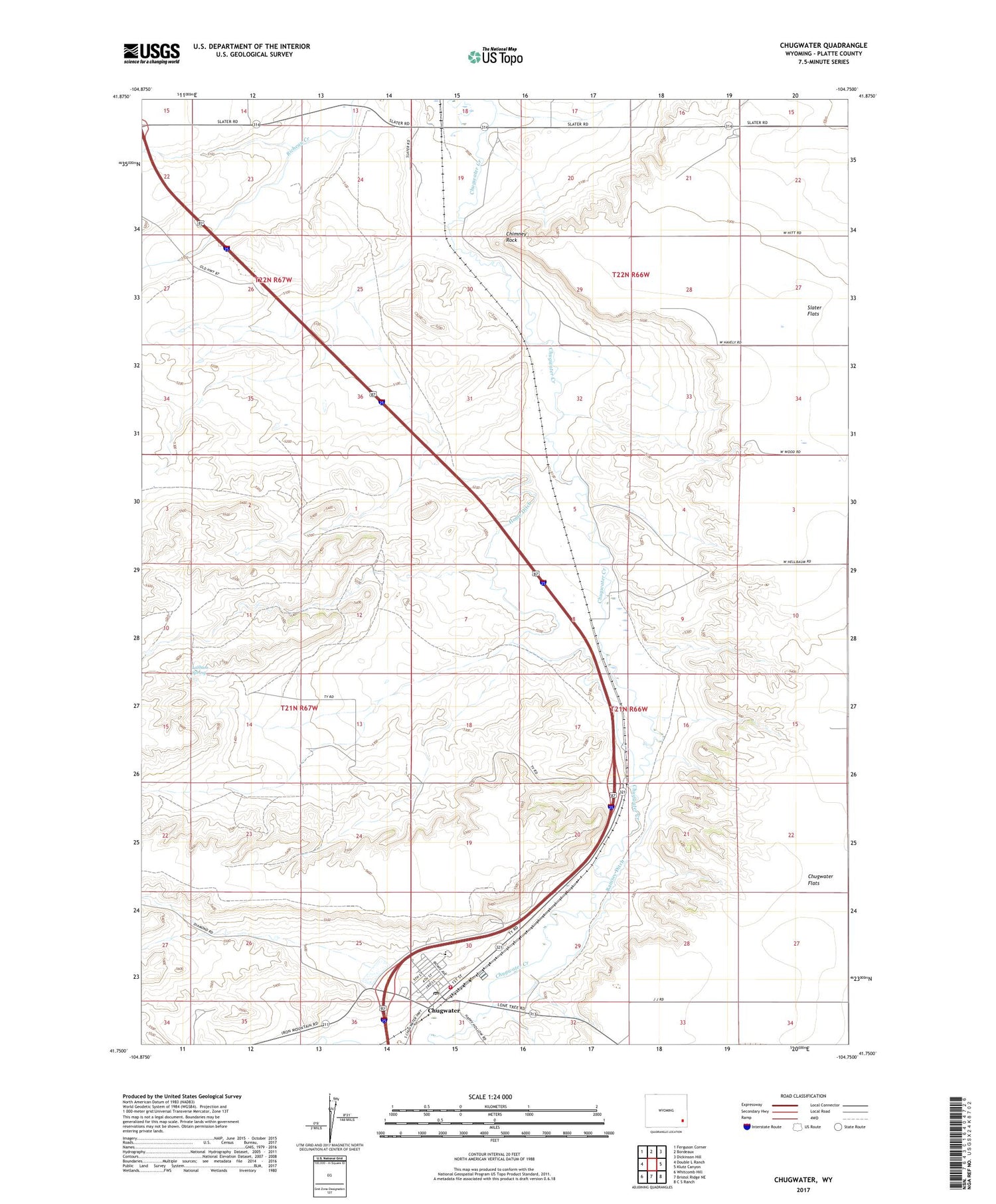 Chugwater Wyoming US Topo Map Image