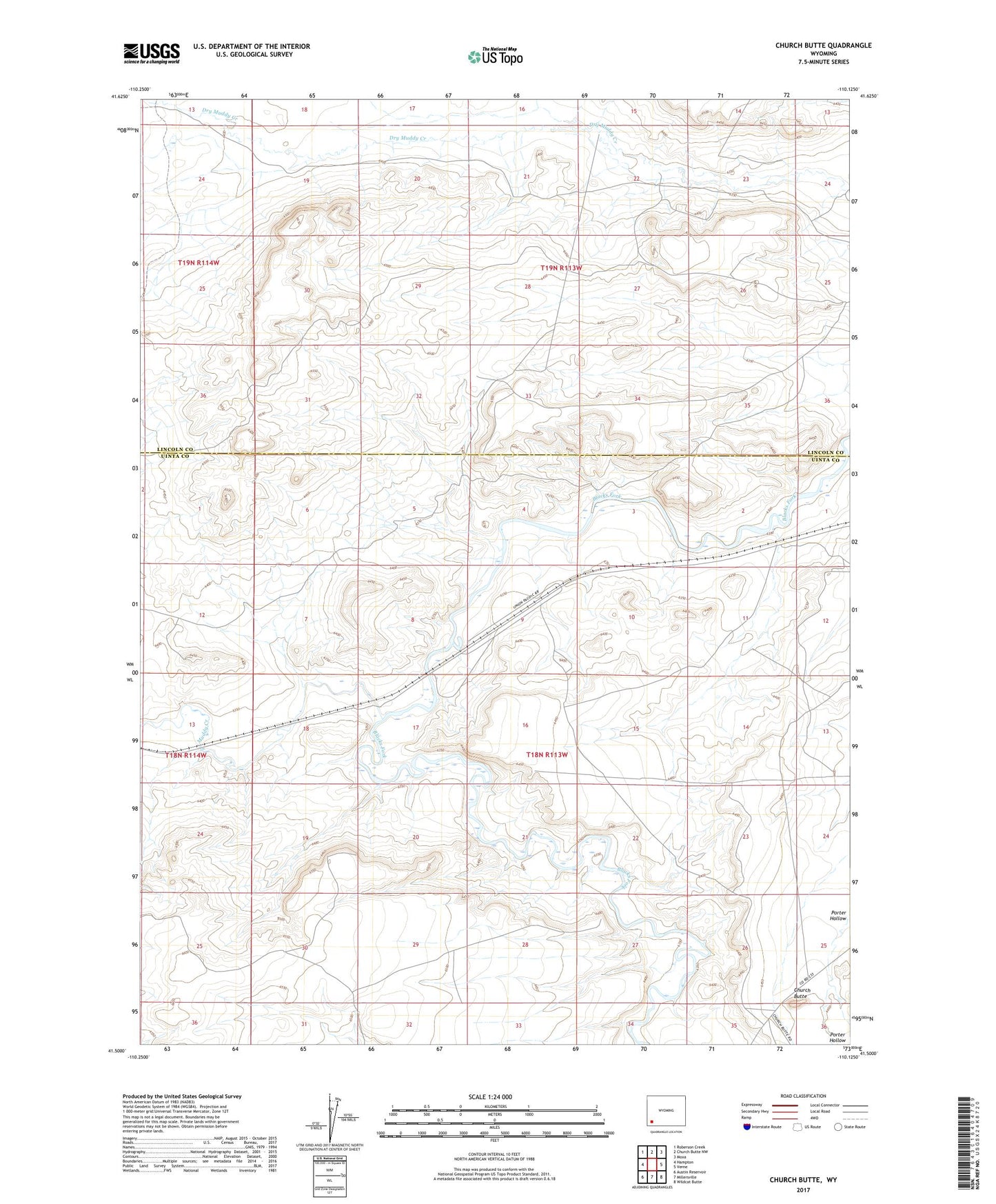 Church Butte Wyoming US Topo Map Image