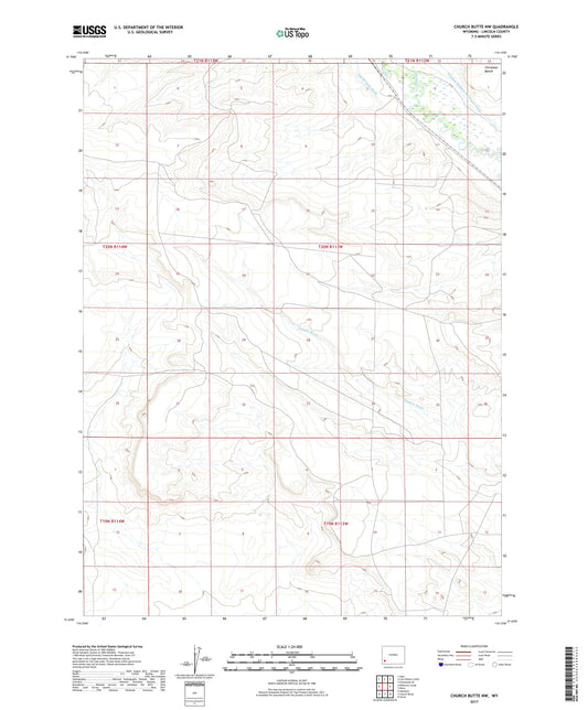 Church Butte NW Wyoming US Topo Map Image