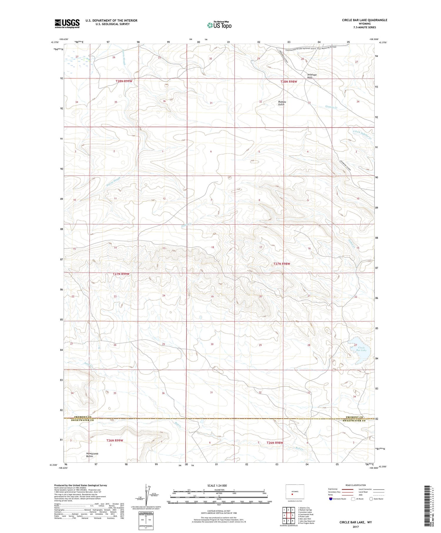 Circle Bar Lake Wyoming US Topo Map Image