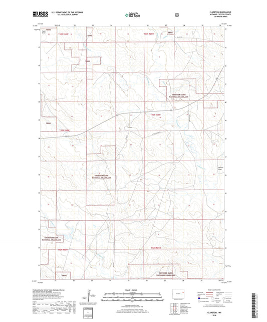 Clareton Wyoming US Topo Map Image