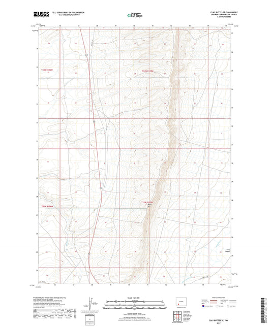 Clay Buttes SE Wyoming US Topo Map Image