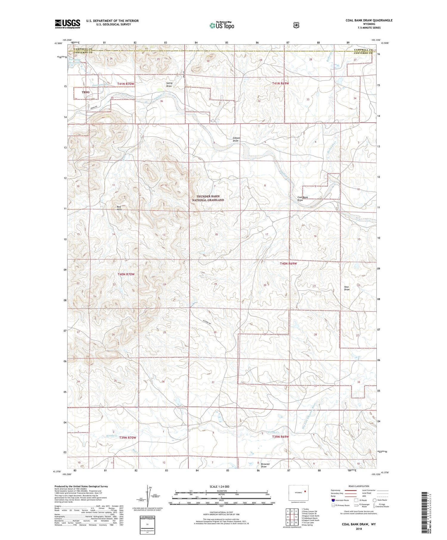 Coal Bank Draw Wyoming US Topo Map Image