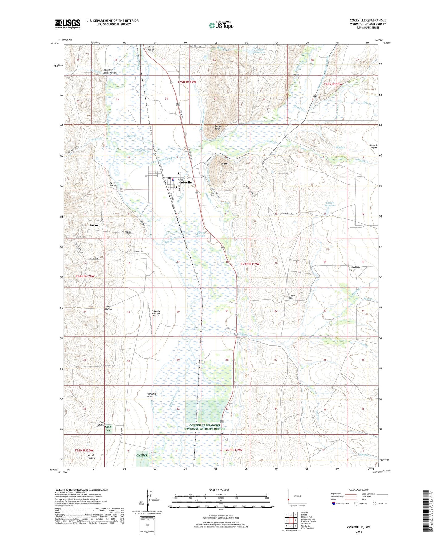 Cokeville Wyoming US Topo Map Image