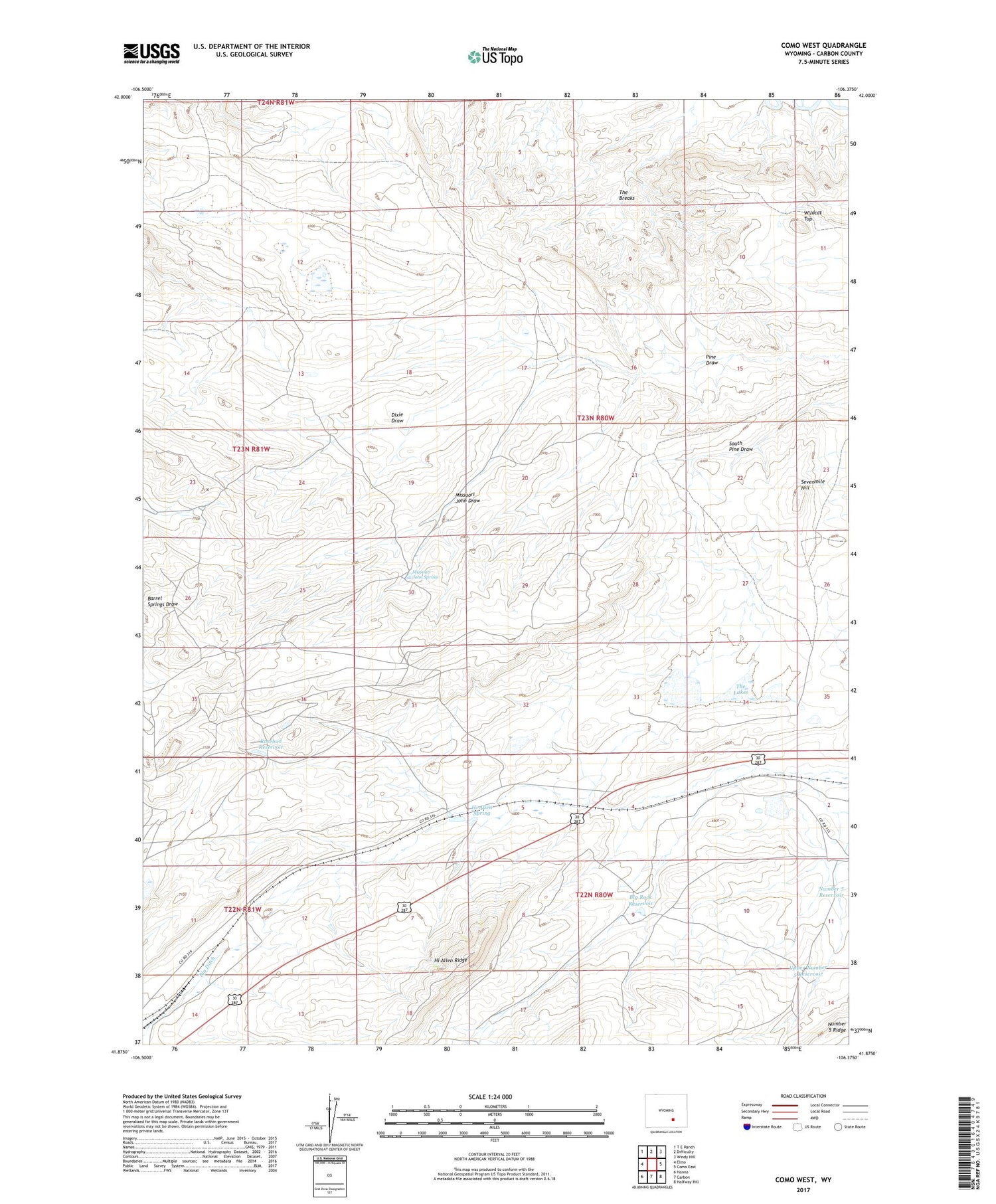 Como West Wyoming US Topo Map Image