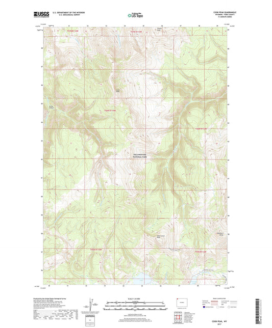 Cook Peak Wyoming US Topo Map Image