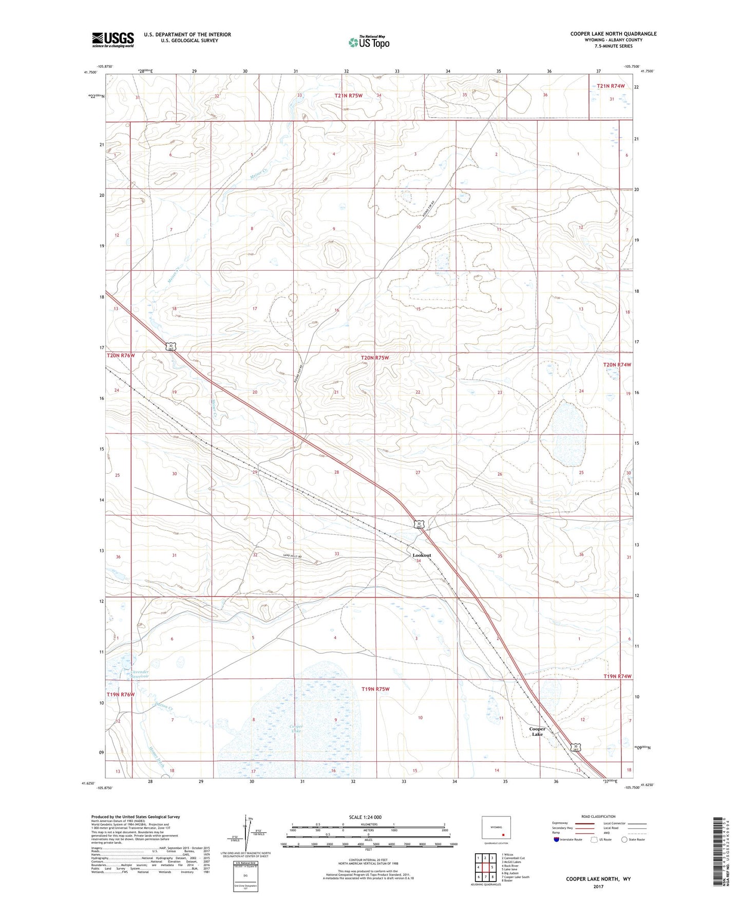 Cooper Lake North Wyoming US Topo Map Image