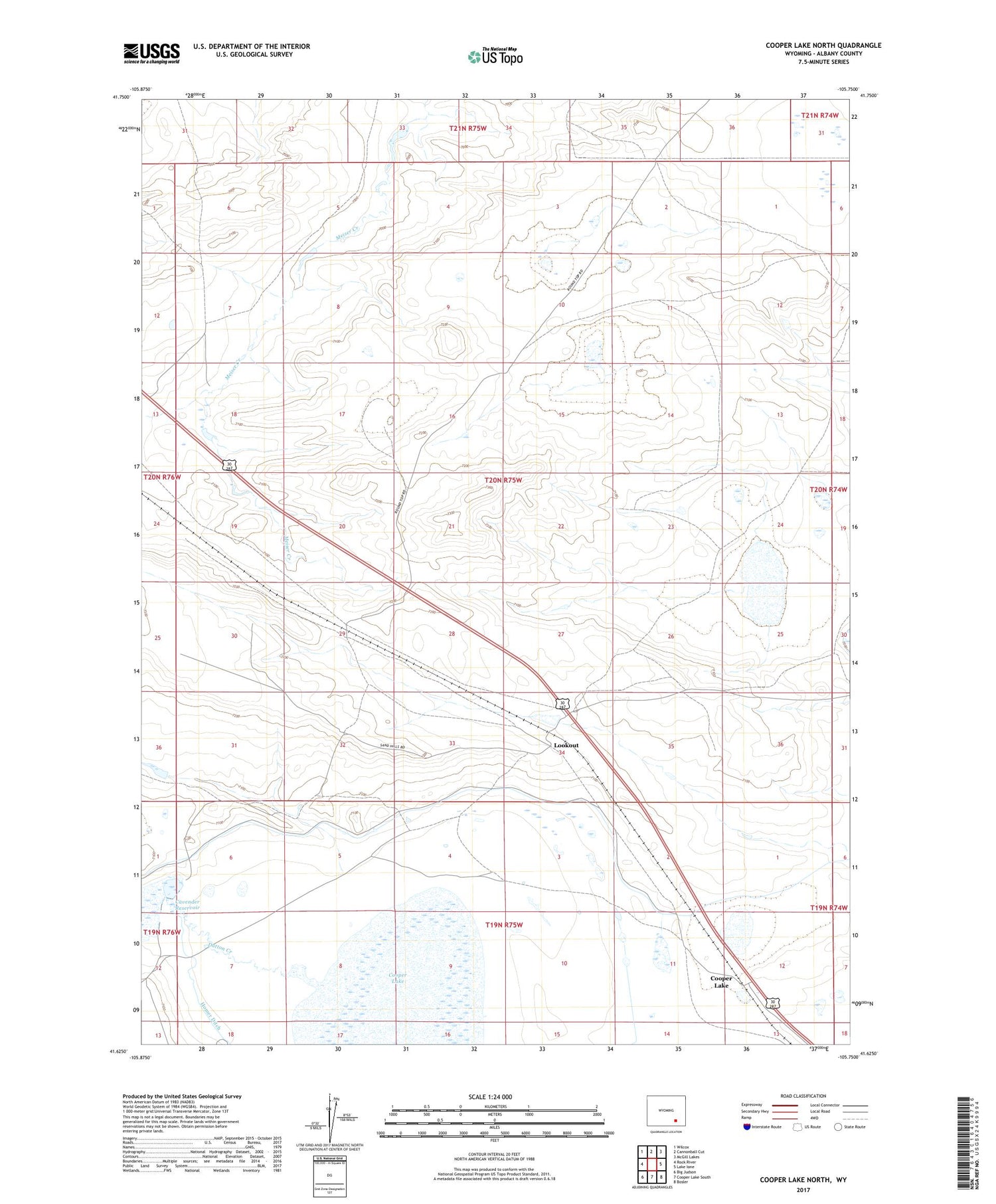 Cooper Lake North Wyoming US Topo Map Image