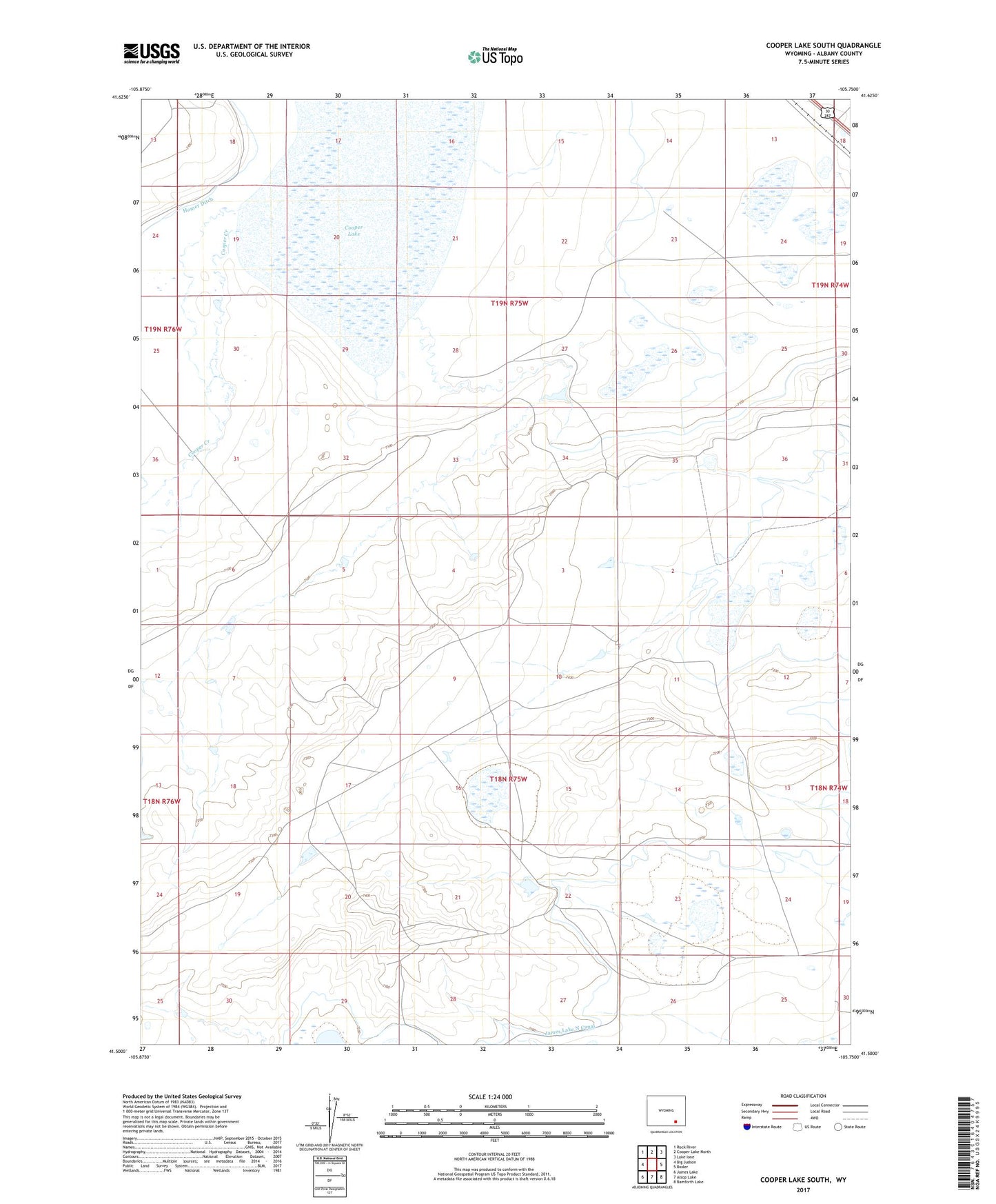 Cooper Lake South Wyoming US Topo Map Image
