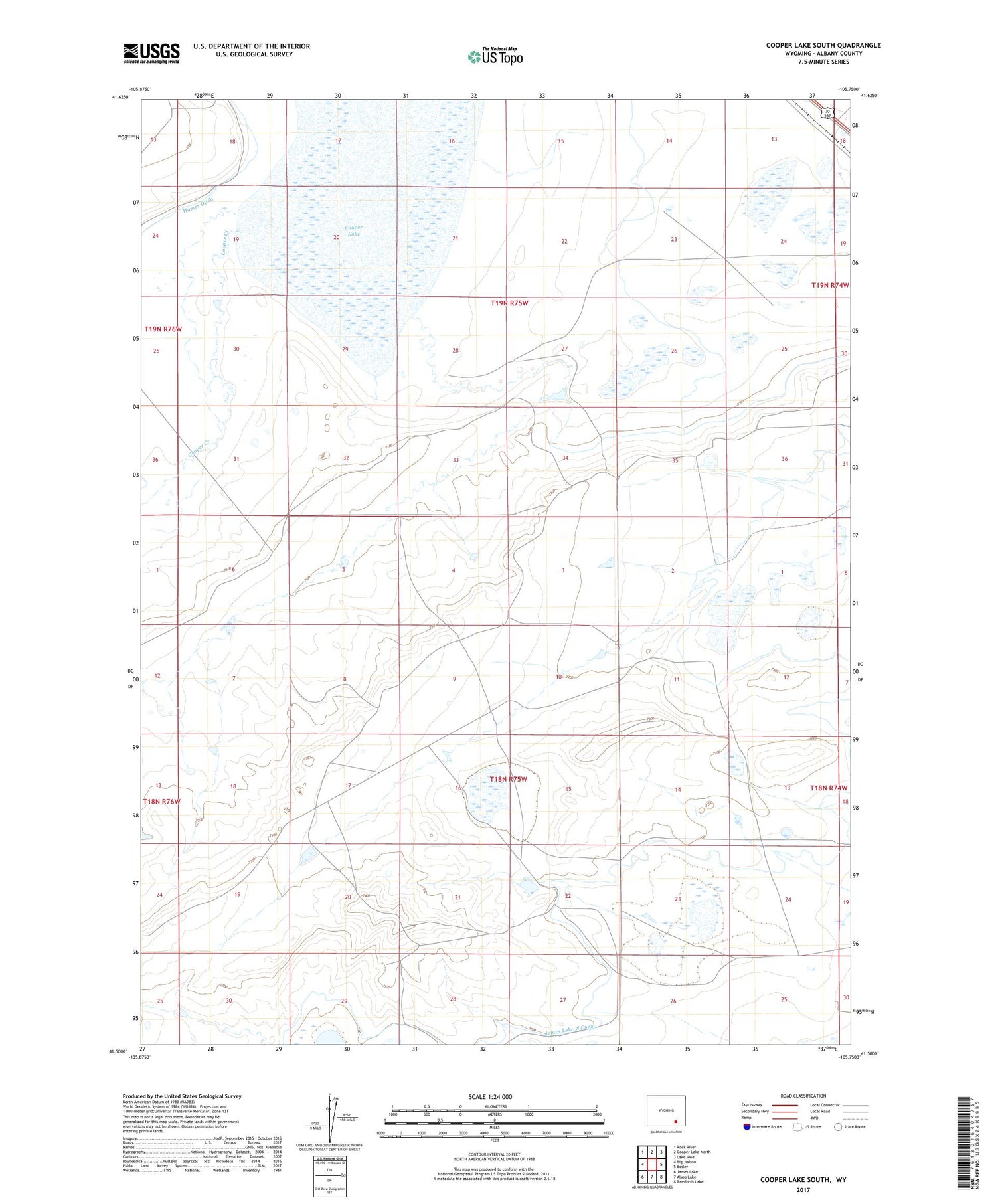 Cooper Lake South Wyoming US Topo Map Image
