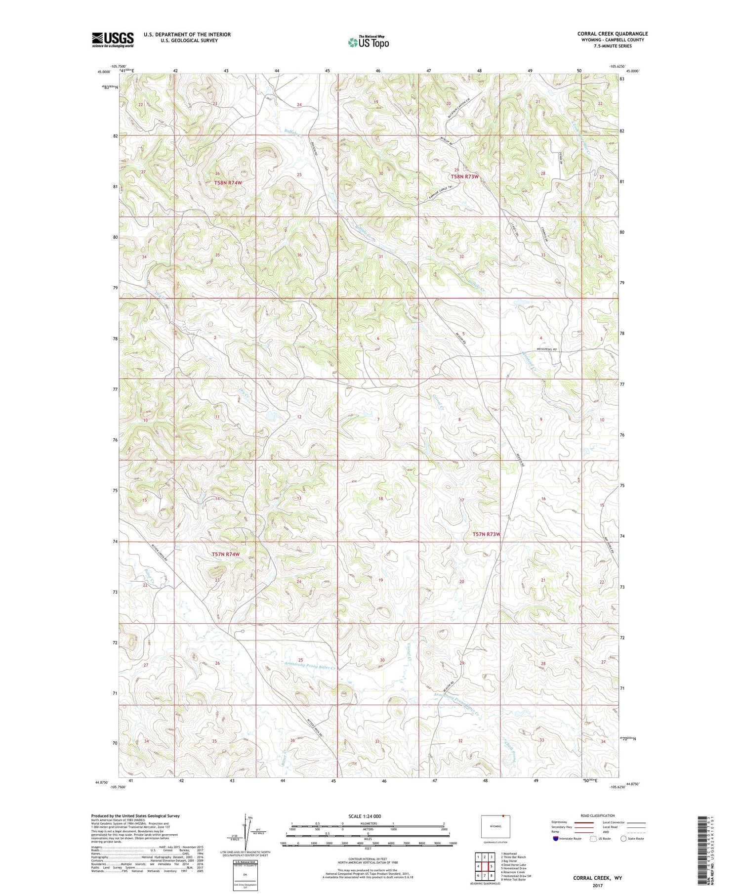 Corral Creek Wyoming US Topo Map Image