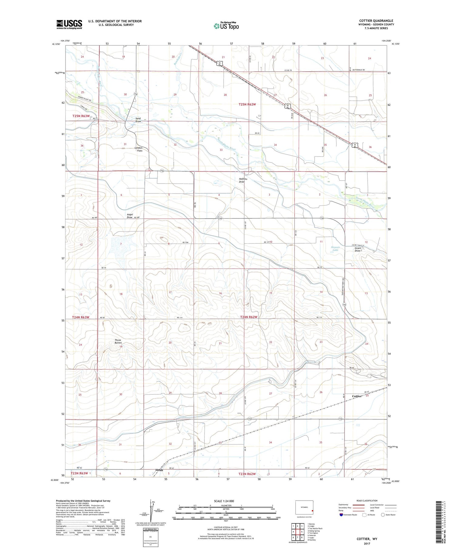 Cottier Wyoming US Topo Map Image