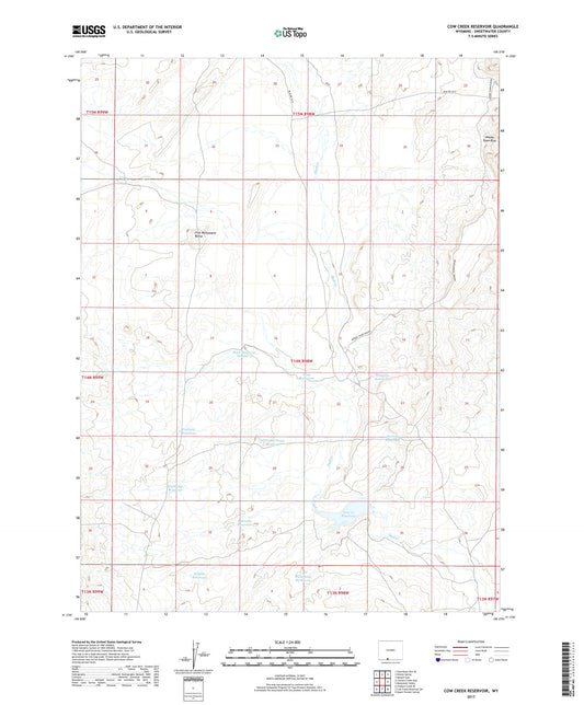Cow Creek Reservoir Wyoming US Topo Map Image