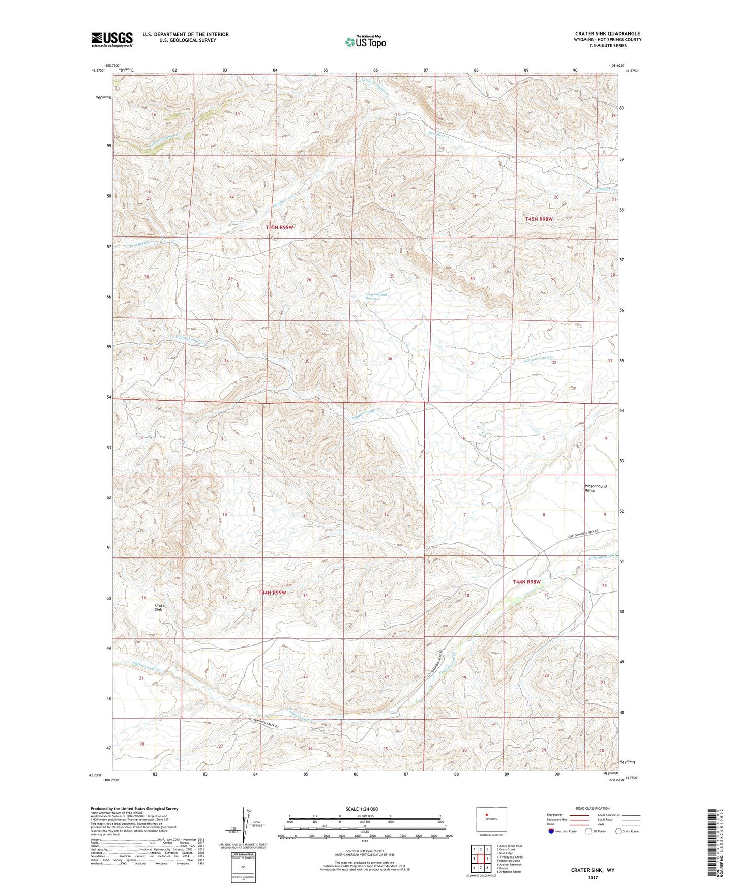 Crater Sink Wyoming US Topo Map Image
