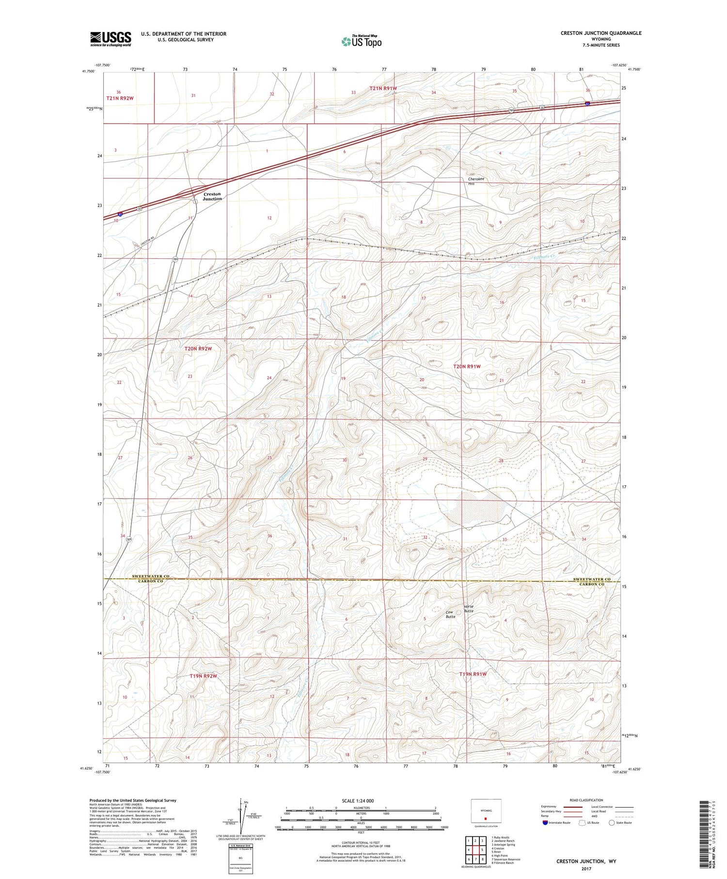Creston Junction Wyoming US Topo Map Image