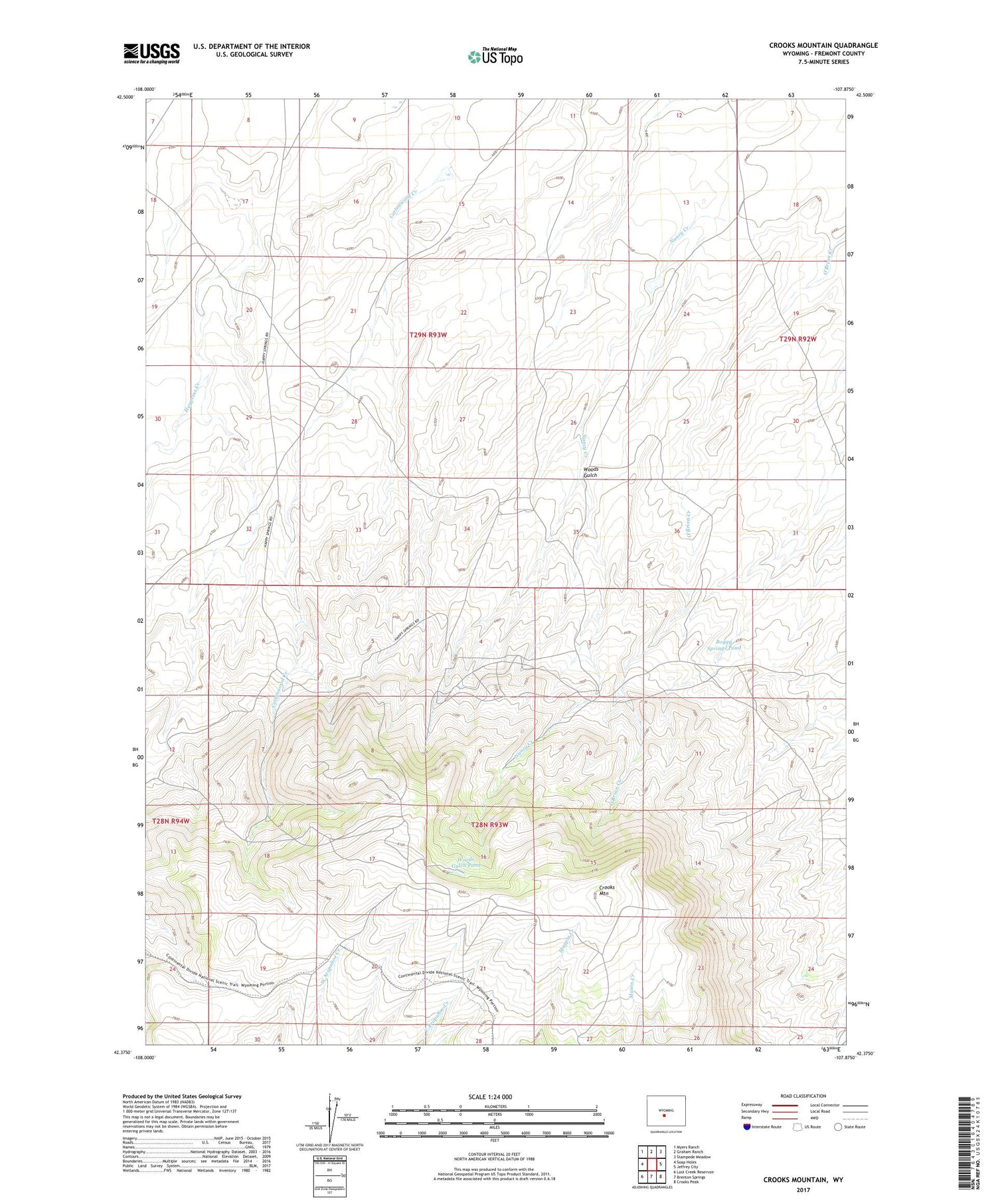 Crooks Mountain Wyoming US Topo Map Image