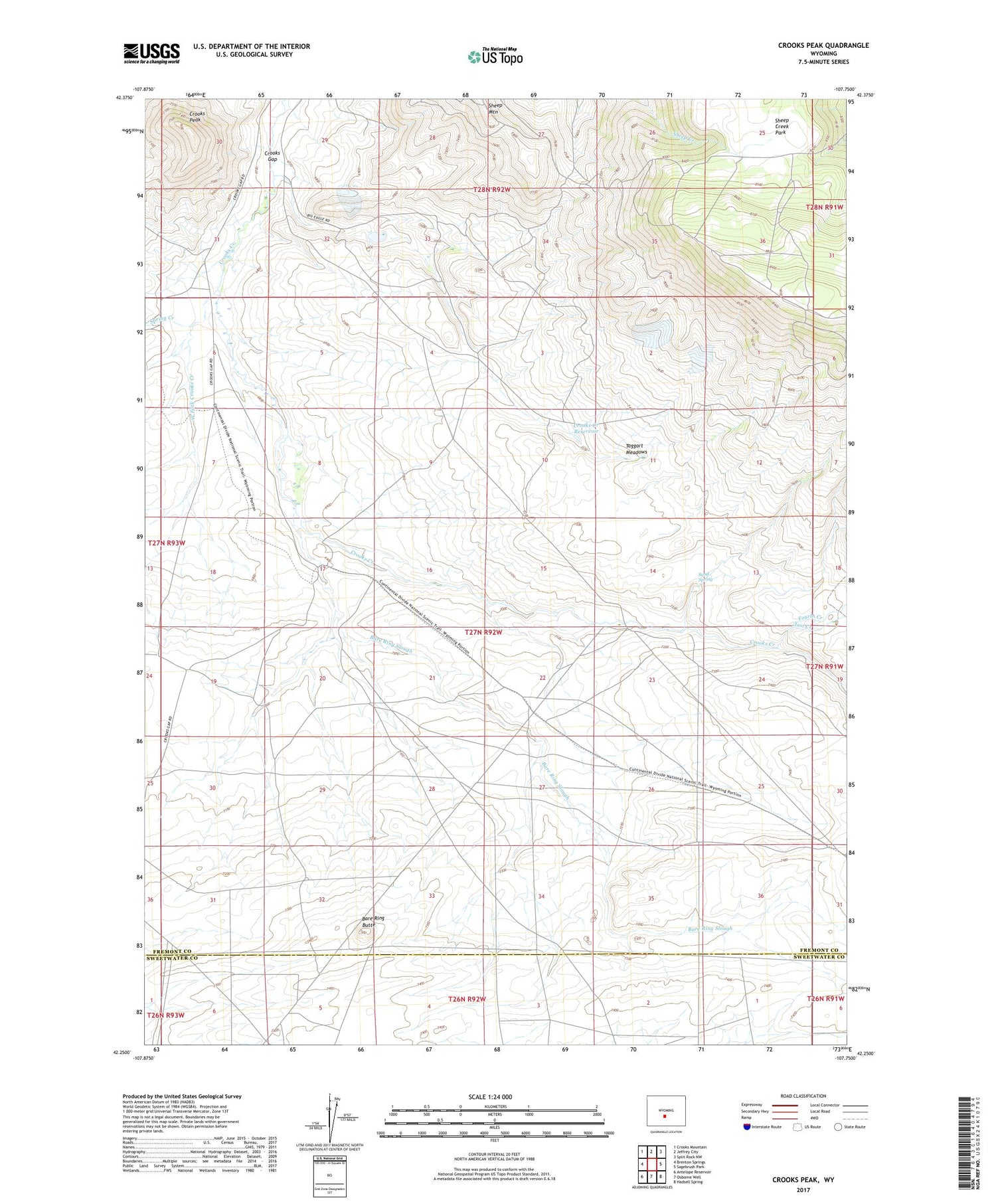 Crooks Peak Wyoming US Topo Map Image