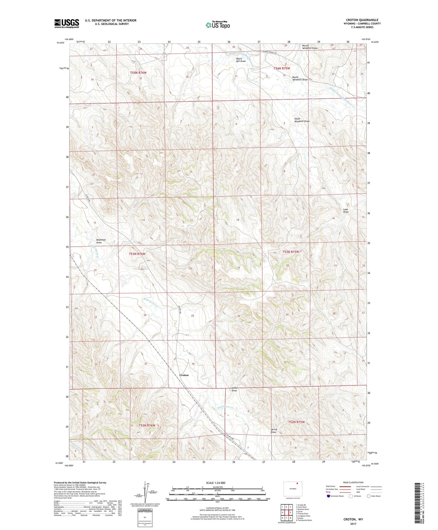 Croton Wyoming US Topo Map Image