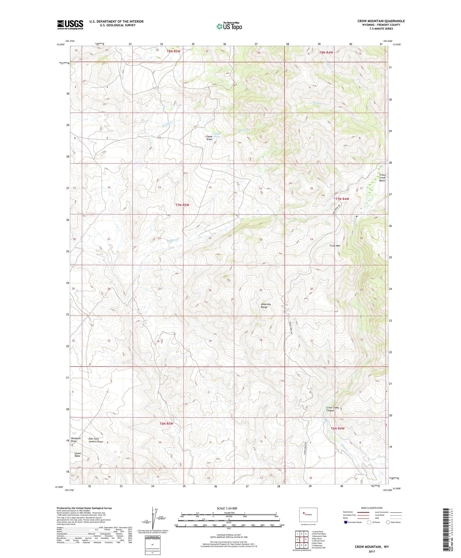 Crow Mountain Wyoming US Topo Map Image