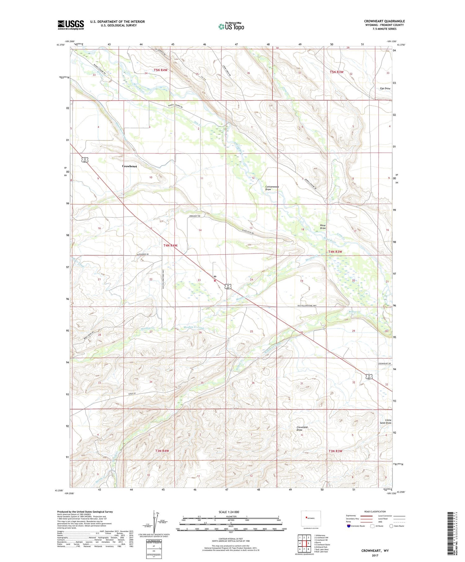 Crowheart Wyoming US Topo Map Image