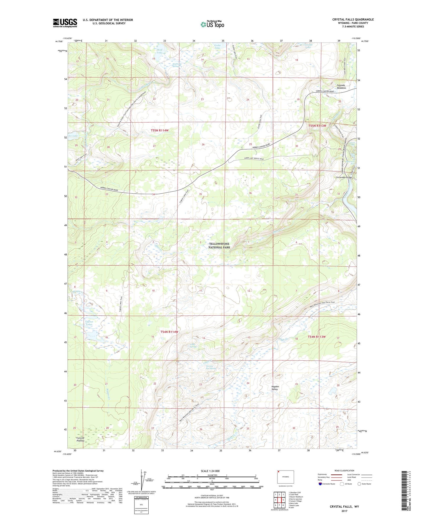 Crystal Falls Wyoming US Topo Map Image