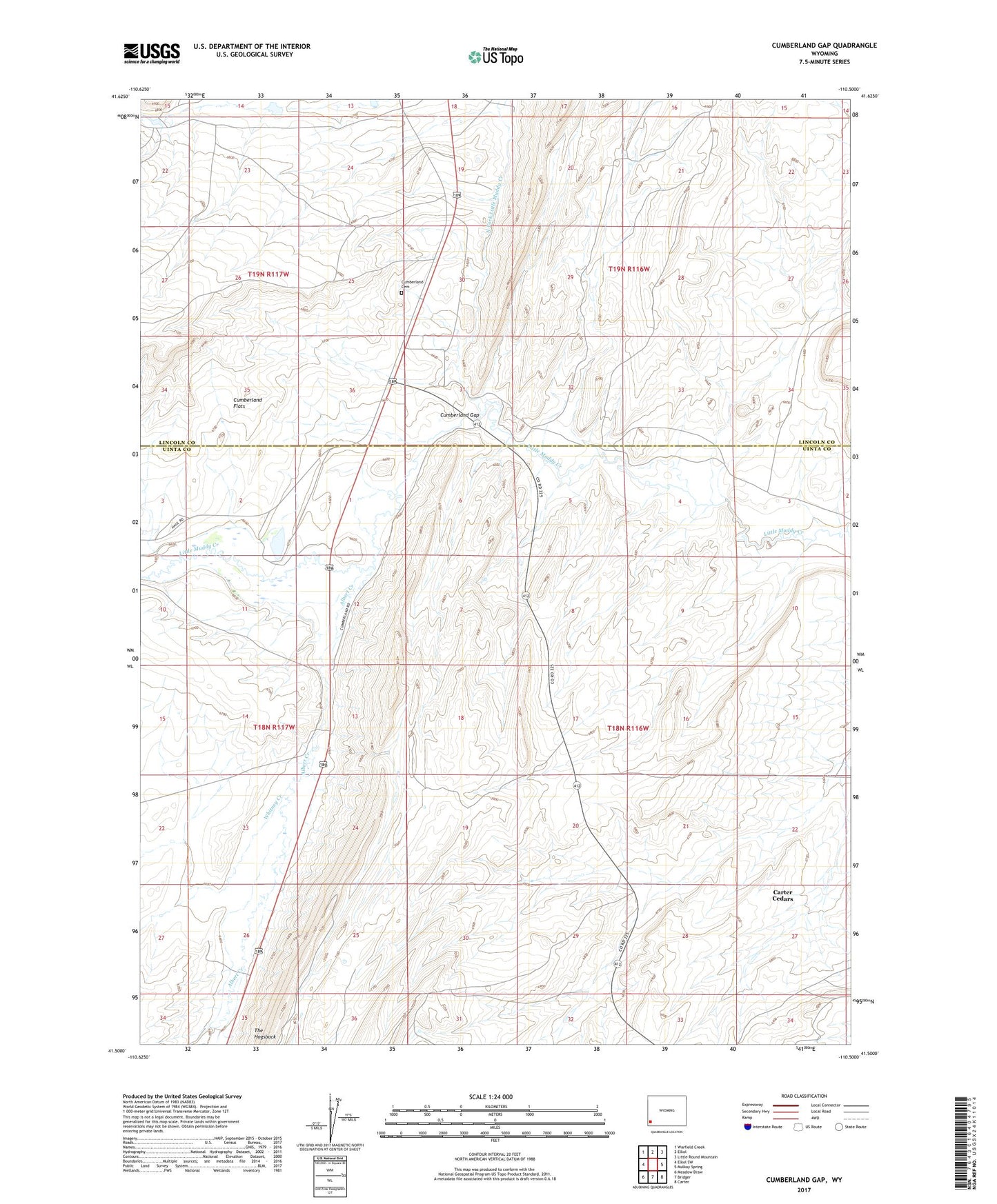Cumberland Gap Wyoming US Topo Map Image