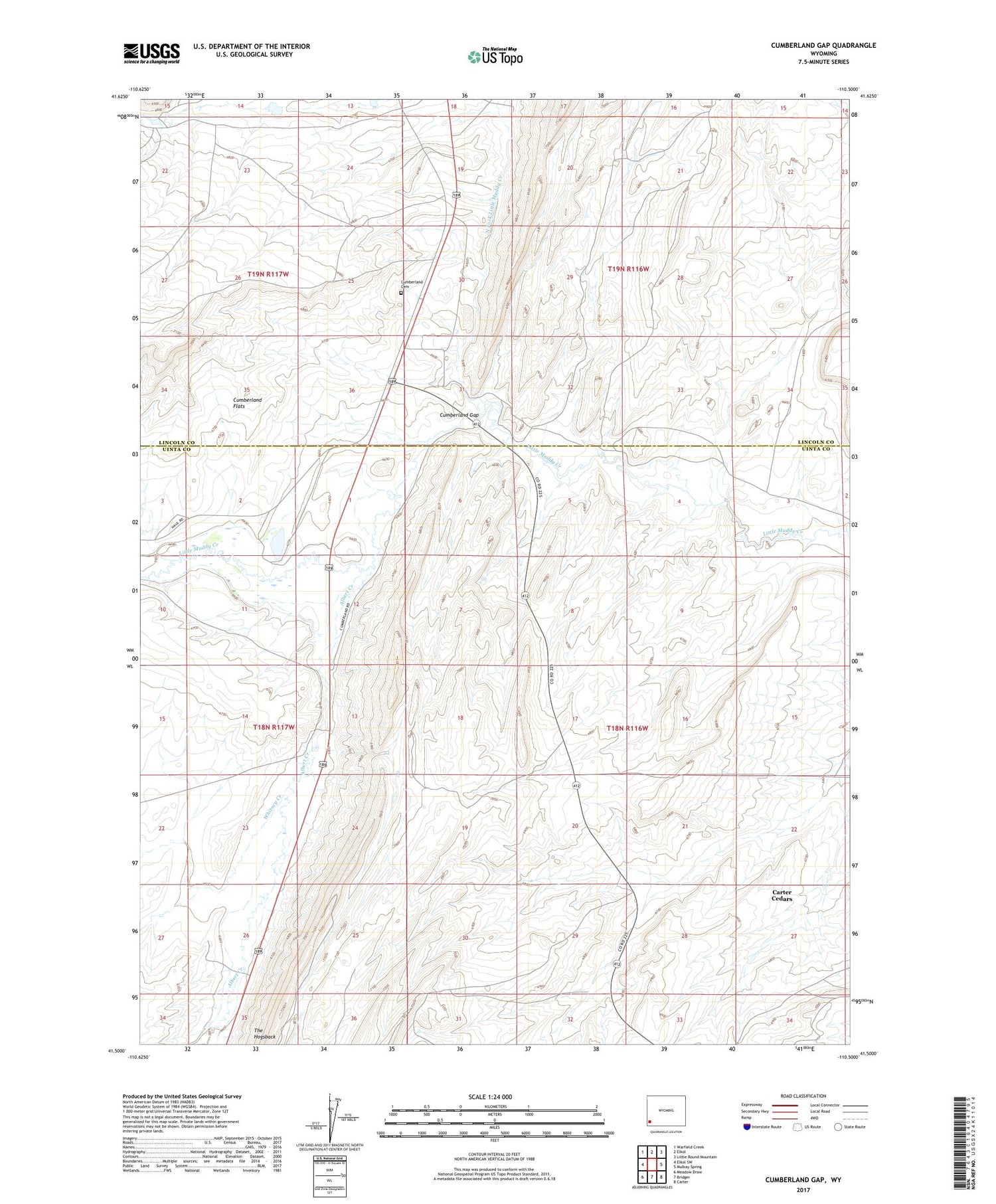 Cumberland Gap Wyoming US Topo Map Image