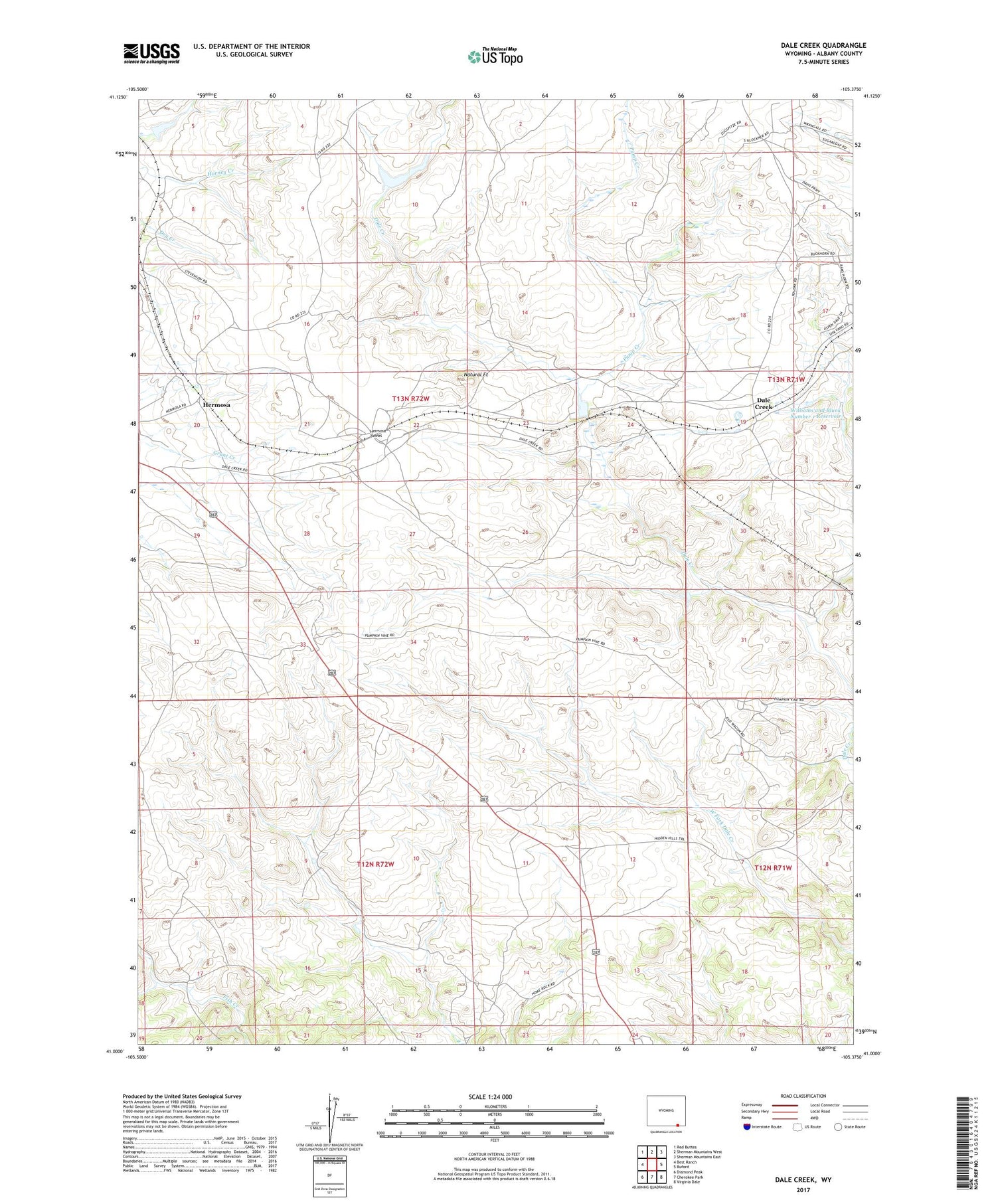 Dale Creek Wyoming US Topo Map Image