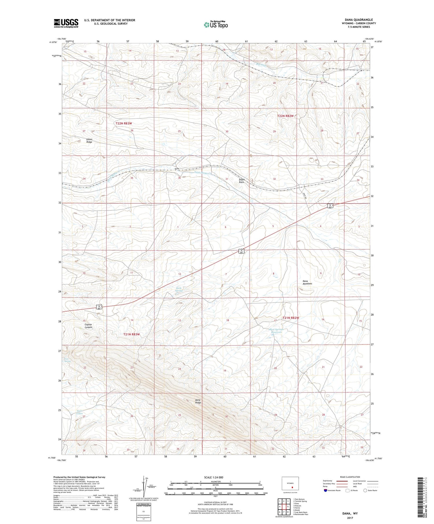 Dana Wyoming US Topo Map Image