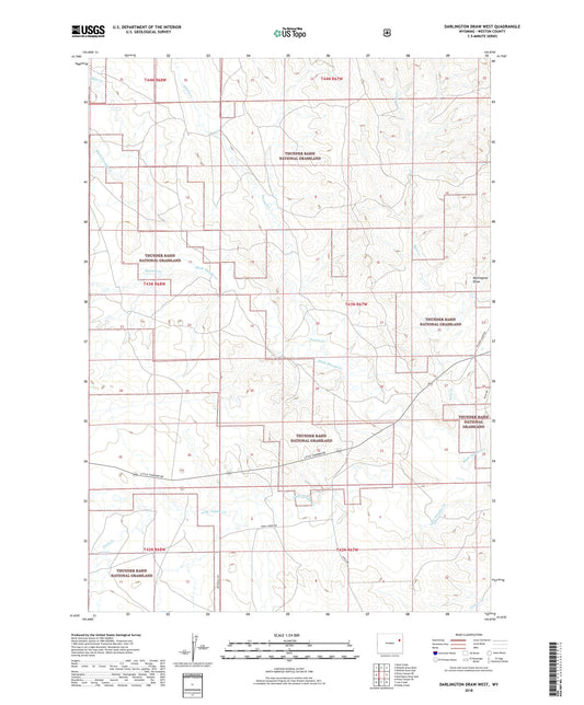 Darlington Draw West Wyoming US Topo Map Image