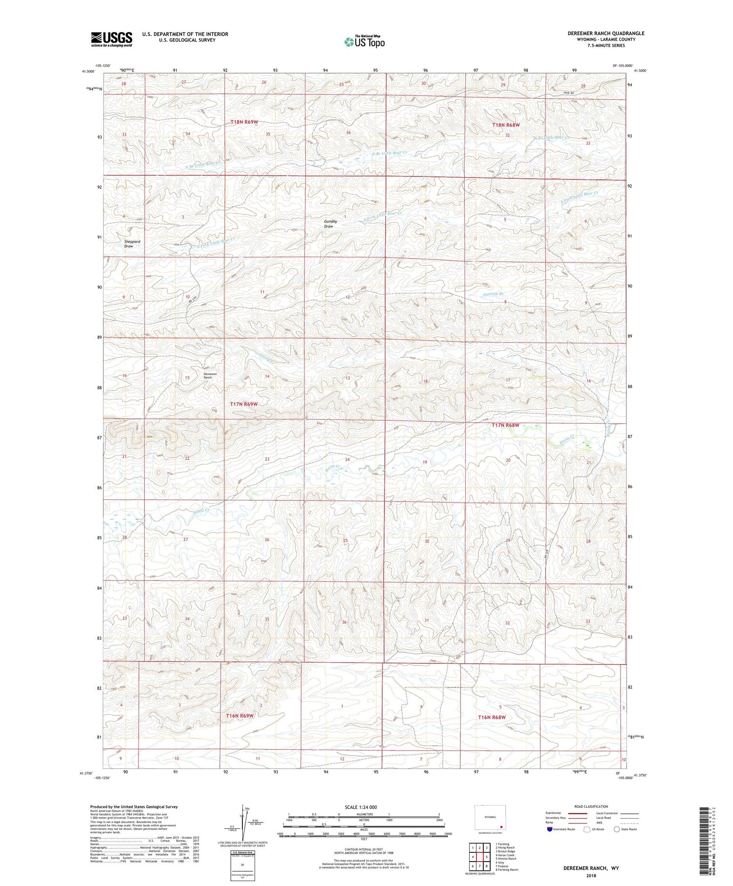 Dereemer Ranch Wyoming US Topo Map Image