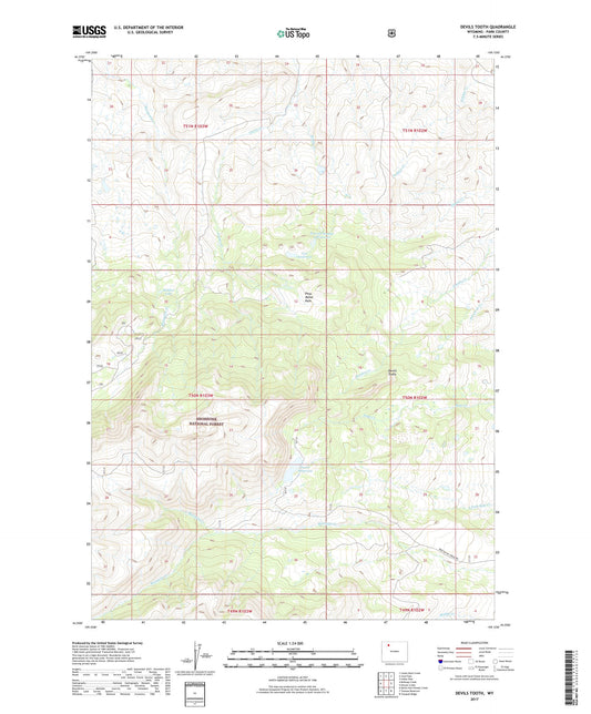 Devils Tooth Wyoming US Topo Map Image