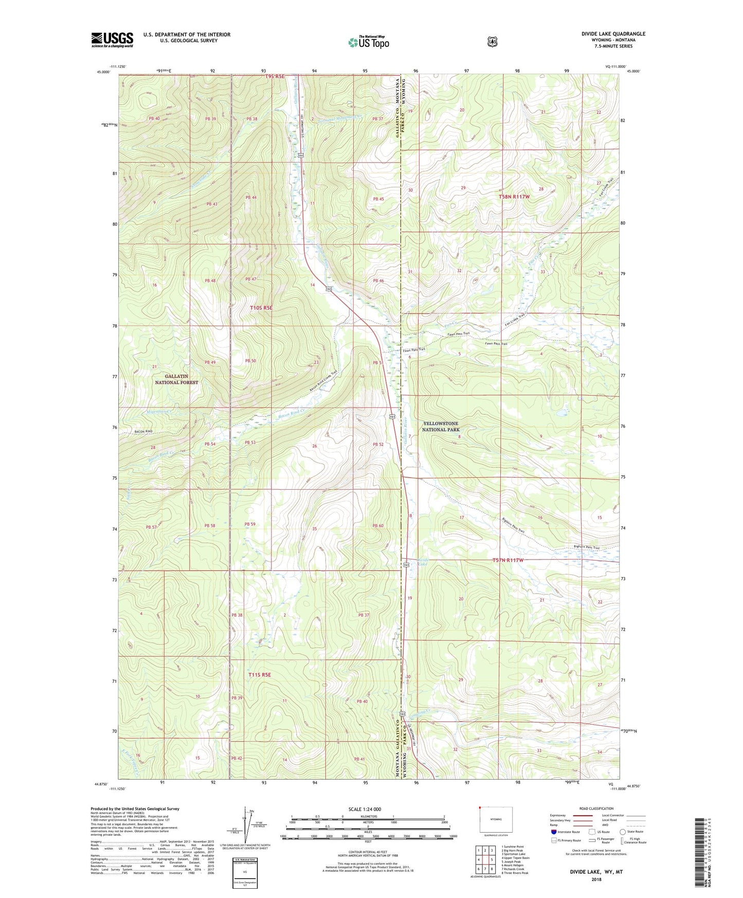 Divide Lake Wyoming US Topo Map Image