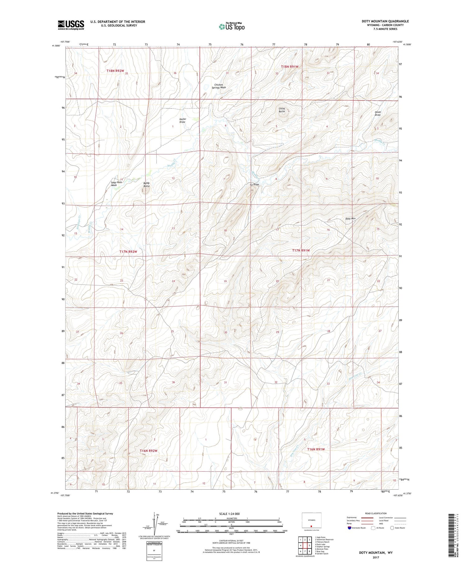 Doty Mountain Wyoming US Topo Map Image